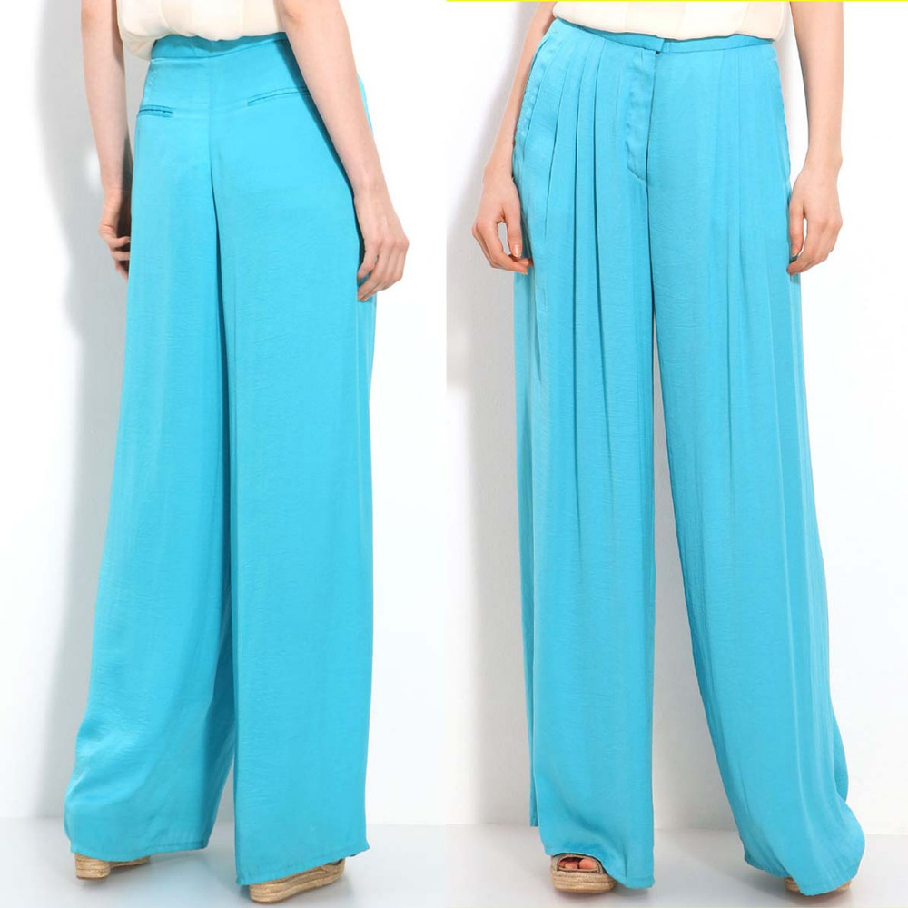 New Size 6 Rag & Bone aqua blue Wide leg pants Silky Smooth Dress pants